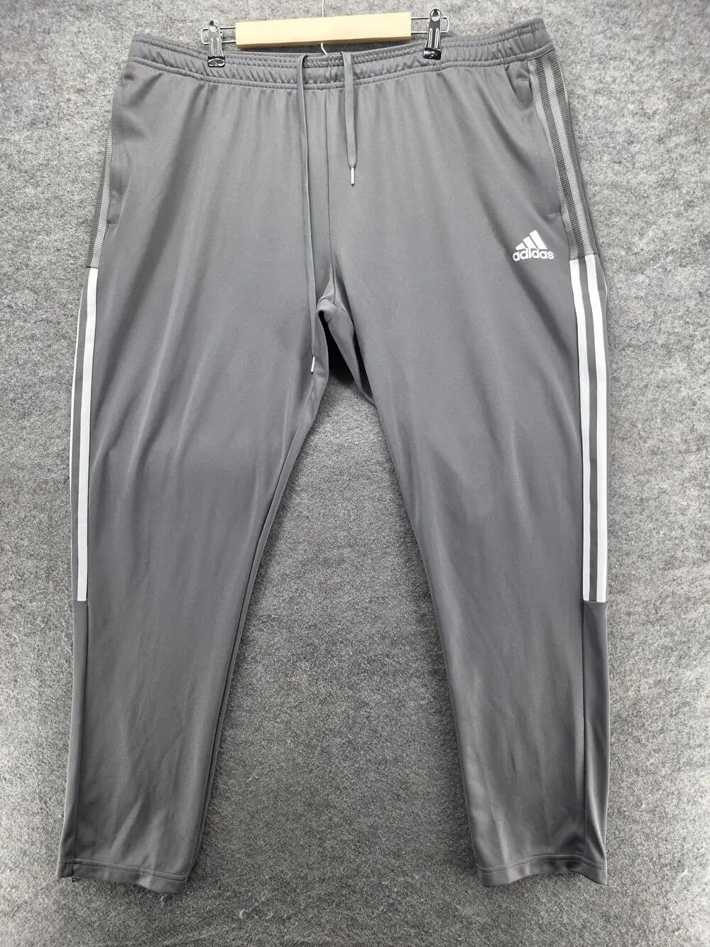 Adidas Pants Mens 3XL Gray Primegreen 3-Stripes Athletic Track Joggers Tapered